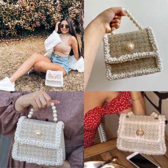 Woven tweed pearl bag - Picture 5 of 13